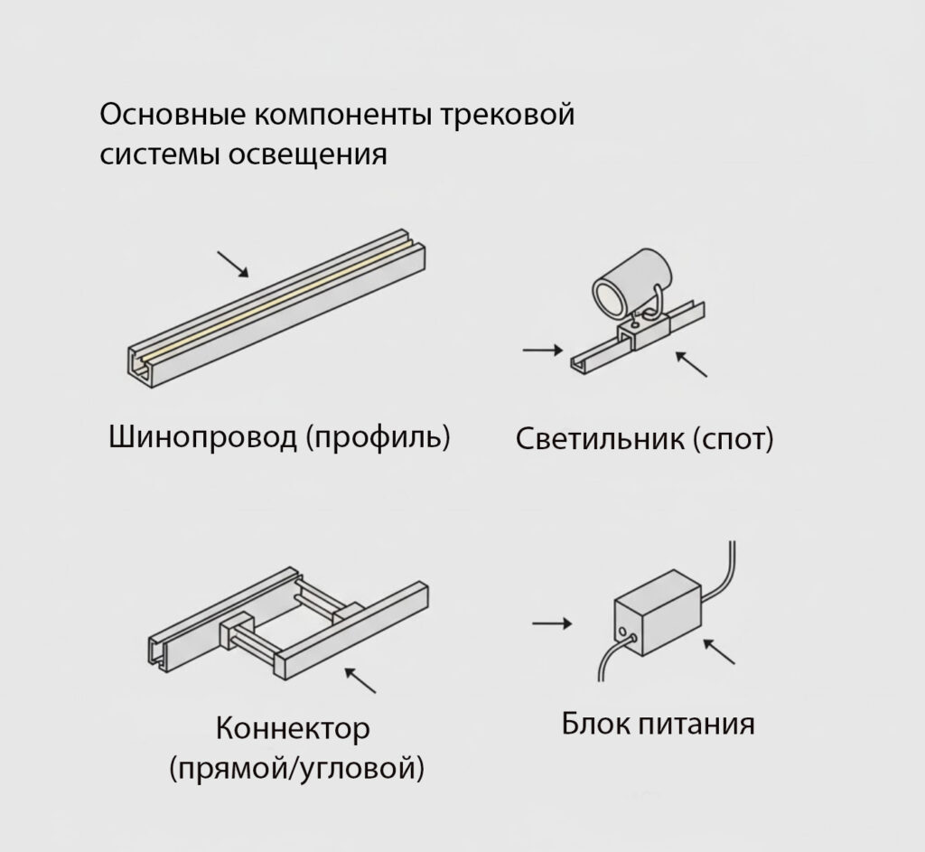 Принципиальная схема стандартной трековой системы